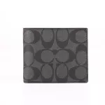 Authentic Original New Coach Compact ID Wallet in Signature PVC Wallet Charcoal Black Authentic F74993