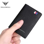 Williampolo Genuine Leather Small Card Holder Men's Short Ultra-Thin Credit Card Multi-Card Mini Cowhide Coin Men Slim Wallet