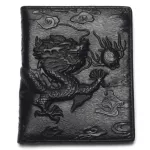 Chinese Dragon Wallet Vintage Genuine Leather Men's Wallets Design Pattern Male Folding Long Short Purse Cardholder