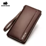 Bison Denim Genuine Leather Long Wallet Men's Clutch Bag Cowskin Leather Wallets For Male Coin Purse Business Wallets N8008