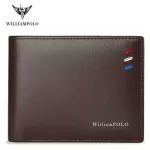 Williampolo Wallets Men Short Business-style Red-white-blue Strip Card Holder Slots Ultrathin Genuine Leather Portable Purse New