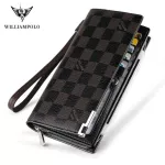 Williampolo Long Wallets For Men Leather Rfid Blocking Bifold Wallet With Zipper Zipper Men Clutches Credit Cards