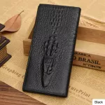 Genuine Leather Alligator Pattern Long Wallet Men Card Holder Cell Phone Pocket Clutch Purse Carteira High Quality Men's Wallets