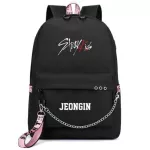 Korean Band Stray Kids Changbin Seungmin Women Backpack Canvas School Bags For Teenage Girls Women Pink Bags Lapbackpack