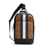 COATED CANVAS new COATED CANVAS Backpack, COAETED CANVAS, convenient to use. COACH C3229 Graham Pack in Signature Coated Canvas with Varsity Stripe Khaki
