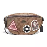 Authentic Coach Bag, Star Wars Genuine Leather Strap, COACH 88013 Star Wars X Coach Bag in Signature Canvas with Pattches Khaki Multi