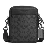 COACH COAETED CANVAS Genuine Shoulder Bag, Signature pattern and new genuine fabric, compact fabric, Coach CC009 Men Crossbody Bag in Signature Coated Canvas