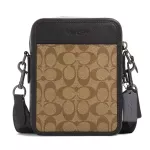 COACH COAETED CANVAS Signature Shoulder Bag, SIGNATURE pattern and new genuine fabric, compact fabric, Coach CC090 Men Crossbody Bag in Signature Coated Canvas