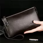 New, man's wallet, multiple cards, leather wallet, zipper, clutch bag, silver bag, coin