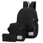 Men's backpack/Oxford Cloth Three-Piece Backpack USB Computer Backpack Men's Casual Large-Capacity Student Backpack