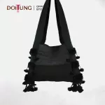 DoiTung Bag - Black Big Size กระเป๋าผ้า ย่าม ปอมๆ ชาวเขา สีดำ ดอยตุง ไซส์ใหญ่