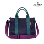 AGATHA ความจุมากถุงผ้าแคนวาสกระเป๋าสีผสมกับสายคล้องมือ + กระเป๋าสายยาว AGT211-535
