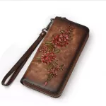 MAHEU Vegetable Tanned Leather Wlet Lady Flower Decoraate Leather Se Single Zier Card Wlet for 6 Inch iPhone