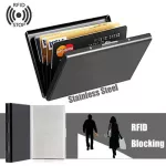Anti-Scan RFID 1 PC สแตนเลสสตีล ID ผู้ถือบัตรเครดิต Slim Blocking Wallet Case เคสใส่นามบัตรป้องกัน