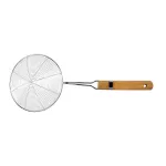 V-O Scoop food Stainless steel, wooden handle, mesh, scattering, frying, size 16 cm, stainless