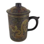 Ceramic tea glass, 2in1 glass+ in the dragon pattern