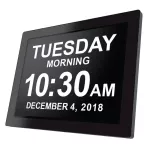 8 -inch digital calendar clock with 3 warning options, color settings, day and month without a special large abbreviation