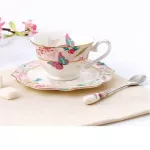 Romantic Europe Coffee Cup Saucer Set Creative Ceramic Cup Advanced Valentine Flower Tea Teacup