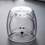 Glass Mugs Double Wall Glass Mug Bear Cat Dog Animal Double-Layer Glass Mug Coffee Cup Mug Cute Tea Milk Cup 41