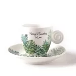 Small Fresh Style Monstera 90cc Frost Italian Espresso Coffee Cup Set With Tray Best For Lover Tea Cup Tazas Tasse Xicara