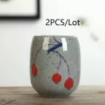 2PCS/Lot Vintage Ceramic Porcelain Teacup Japanse-Style Hand Painted Pattern Water Cup Home Drinkware Teaware Milk Coffee Mug