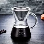 400ml Glass Coffee Pot Resistant Coffee Maker Espresso Coffee Machine with Stainless Steel Filter Pot