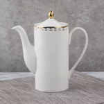 British Afternoon Tea Set Ceramic Hand-Painted Golden Tea Pot White European Style High Coffee Pot Filter Porcelain Teapot