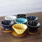 Wave Shape Coffee Filter Cup Ceramic Origami Hand Drip Pour Over Coffee Maker V60 Funnel Dripper Coffee Brewer 4cup