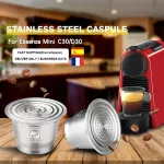 Icafilasfast Nespresso Stainless Steel Refillable Coffee Capsule Coffee Tamper Reusable Coffee Pod Coffeeware