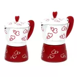 Red Print Coffee Maker Aluminum Alloy Moka Pot Espresso Mocha Latte Filter