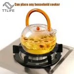 Ttlife 1pc Black Coffee Kettle Stainless Iron Black Moka Coffee Pot Shelf Round Stove Support Coffeeware Kitchen Tools