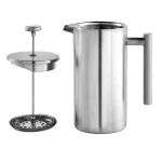 French Press Coffee Maker Coffee Flavor Double Wall Black Steel  Frech Press Metal Coffee Plunger