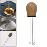 Solid Wood Handle Steel Espresso Tamper Arc-Shaped Stitch Wider Stir Area Leveler Needle Type Powder Distributor