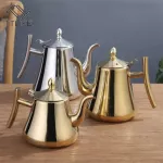 1000/1500ml Stainless Thick Teapot Golden Silver Tea Pot With Infuser Coffee Pot Induction Cooker Tea Kettle Water Kettle