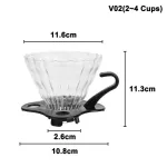 Heat-Resistant Resin V60 Coffee Filter 2/4 Cups Coffee Dripper Glass Drip Filter Funnel Coffee Accessories Barista Tool