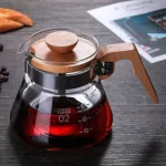 Wooden Handle Coffee Maker Hand Drip Coffee Pot Dripper Pour Over Glass Range Coffee Server Pots Glass Kettle Brewer Clear