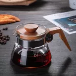 Wooden Handle Coffee Maker Hand Drip Coffee Pot Dripper Pour Over Glass Range Coffee Server Pots Glass Kettle Brewer Clear