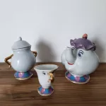Cartoon Beauty And The Beast Tea Mrs Potts Teapot  Pot Cup Set Cogsworth Clock Coffee Teapots Kettle Birthday Xmas