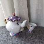 Cartoon Beauty And The Beast Tea Mrs Potts Teapot  Pot Cup Set Cogsworth Clock Coffee Teapots Kettle Birthday Xmas