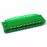 Hohner Harmonic Key C 10 channel HAPPY COLOR HARP - Green Harmonica Key C, Mount Oce
