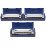 Hohner® Blues Harp Pro Pack 3 Harmonica 10 Pack 3, Great Value C / G / A Series MS-Series + Free Case & O
