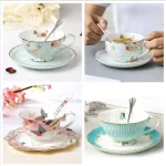 Romantic Europe Coffee Cup Saucer Set Creative Ceramic Cup Advanced Valentine Flower Tea Teacup