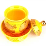 Ancient Sacred Lotus Holy Water Cup Bright-Coloured Yellow Red Dragon Empaistic Pure Water Cup Set  Supplier