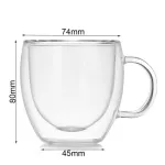2pcs/set Double Wall Glass Coffee Tea Cup Heat-Resistant Double Glass Handle Coffee Cup Transparent Mug