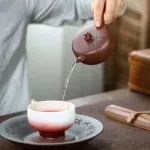 150cc Chinese Yixing Zisha Purple Clay Handmade Zhugu Teapot Bamboo Overlay Tea Pot ZiNi