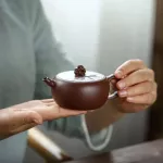 150cc Chinese Yixing Zisha Purple Clay Handmade Zhugu Teapot Bamboo Overlay Tea Pot ZiNi