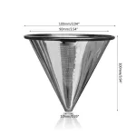 Pour Over Coffee Filter For Drip Coffeemakers Reusable Coffee Filter Strainer Stainless Steel Mesh Cone Coffee Filters