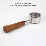 51mm Delonghi Krups Coffee Bottomless Portafilter Espresso Alloy Coffee Funnel Wooden Handle Filter Holder For Ec685 Ec680