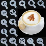 16pcs Coffee Latte Cappuccino Barista Art Stencils Cake Duster Templates Coffee Tools Accessories Gusto Nespresso Zavarnik Dolce