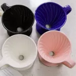 Ceramic Coffee Filters V60 Coffee Drip Filter Cup Diamond Shape Brewer Pour Over Coffee Maker Drip Cone Filter Permanent 1-4cups